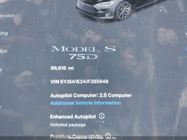 Tesla Model S 75d/100d/p100d 2018 5YJSA1E24JF285648 Image 7