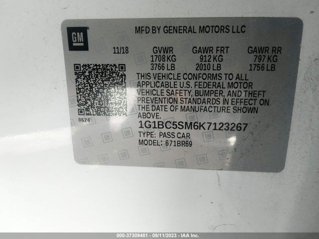 Chevrolet CRUZE LS 2019 1G1BC5SM6K7123267 Image 9