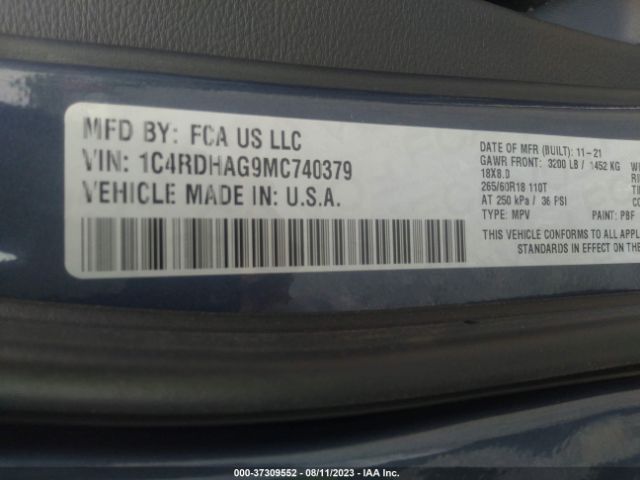 1C4RDHAG9MC740379 Dodge Durango Sxt Plus
