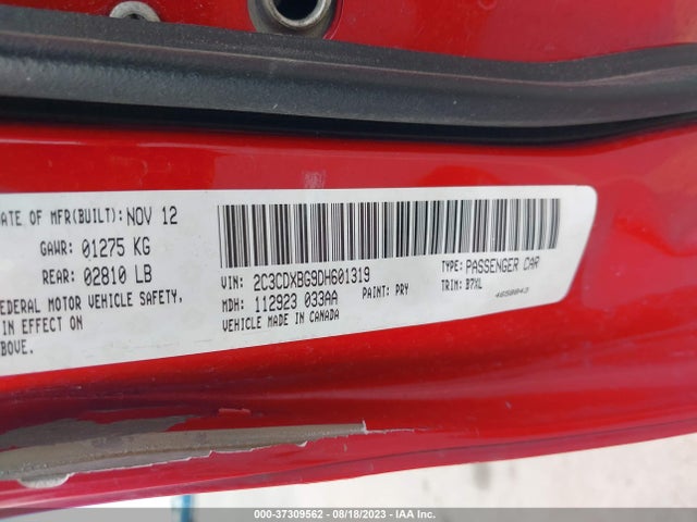 2013 DODGE CHARGER SE VIN: 2C3CDXBG9DH601319