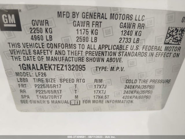 Chevrolet EQUINOX LS 2014 1GNALAEK7EZ132095 Image 9