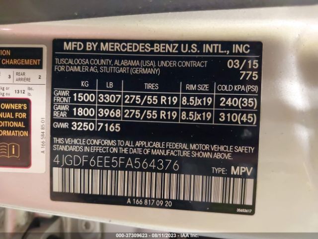 4JGDF6EE5FA564376 Mercedes-Benz Gl-class Gl 450