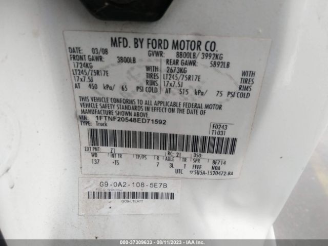 2008 FORD F-250 1FTNF20548ED71592 Photo 8
