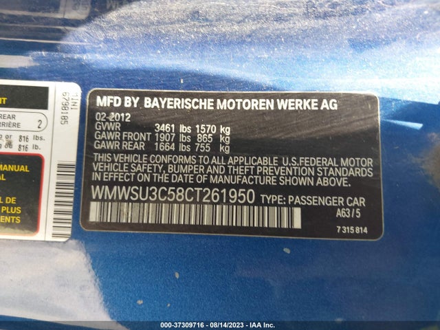 2012 MINI COOPER WMWSU3C58CT261950 Photo 8