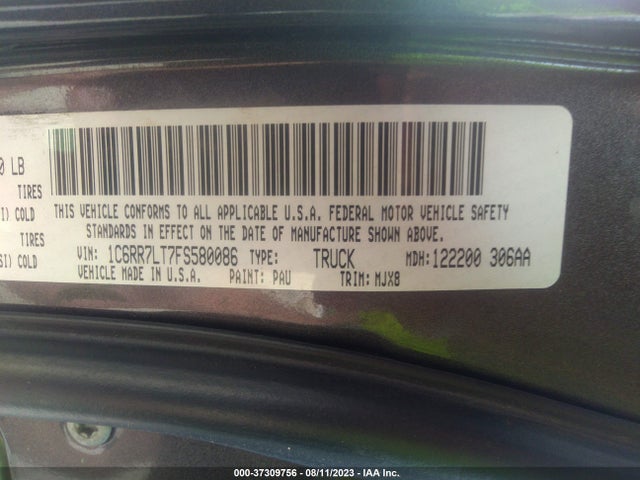 Продаж на аукціоні авто 2015 Ram 1500 Big Horn, vin: 1C6RR7LT7FS580086, номер лоту: 37309756