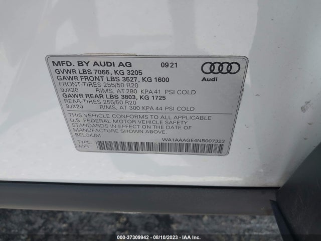 WA1AAAGE4NB007323 Audi E-tron Premium