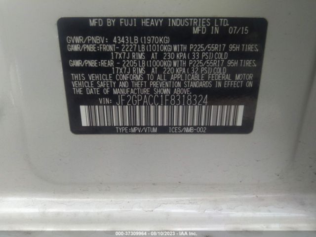 JF2GPACC1F8318324 Subaru Xv Crosstrek Premium
