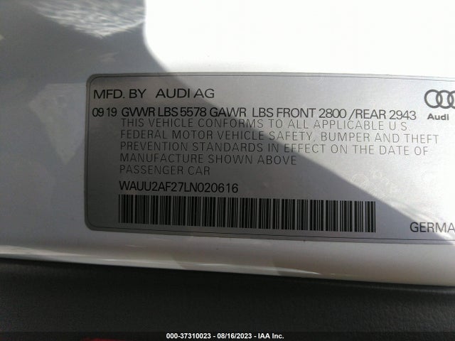 2020 Audi A7, VIN: WAUU2AF27LN020616