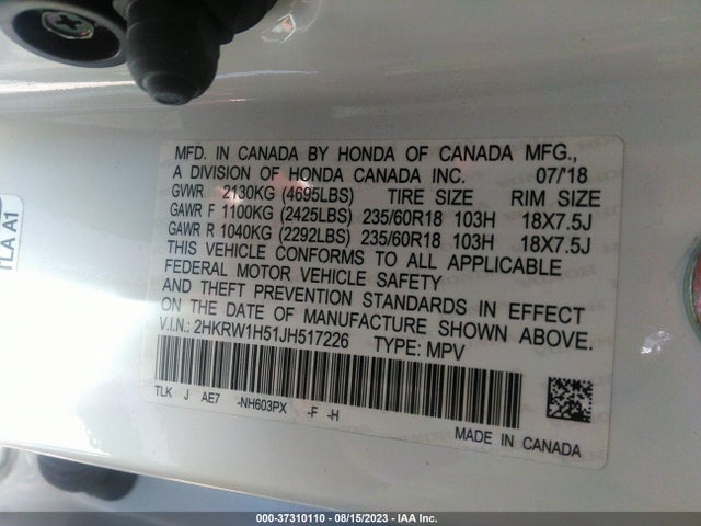 Honda CR-V EX 2018 2HKRW1H51JH517226 Image 9