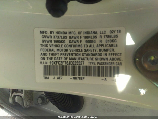 Honda Civic Sedan Ex 2018 19XFC2F76JE025527 Image 9