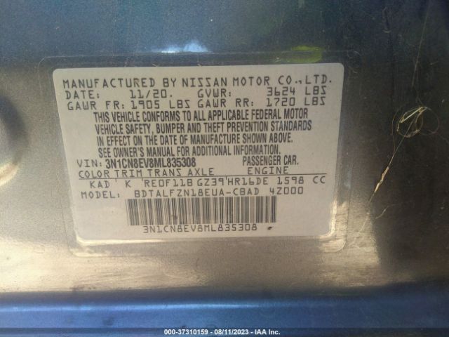 3N1CN8EV8ML835308 Nissan VERSA SV