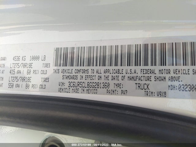 3C6UR5CL8GG281360 RAM 2500 Tradesman
