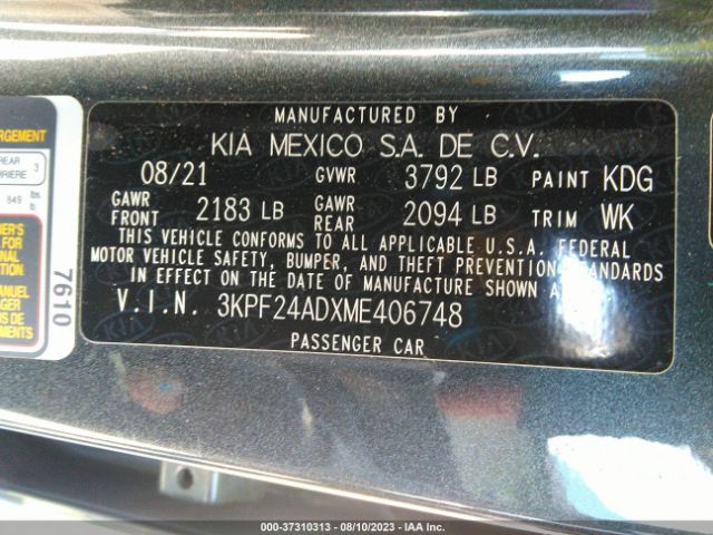 3KPF24ADXME406748 KIA Forte Lxs