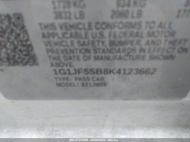 Chevrolet Sonic Premier 2019 1G1JF5SB8K4123662 Image 9