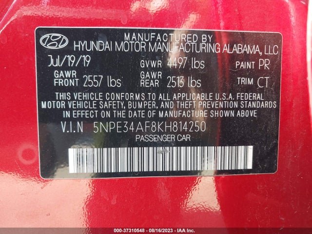 Hyundai Sonata Sport 2019 5NPE34AF8KH814250 Image 16