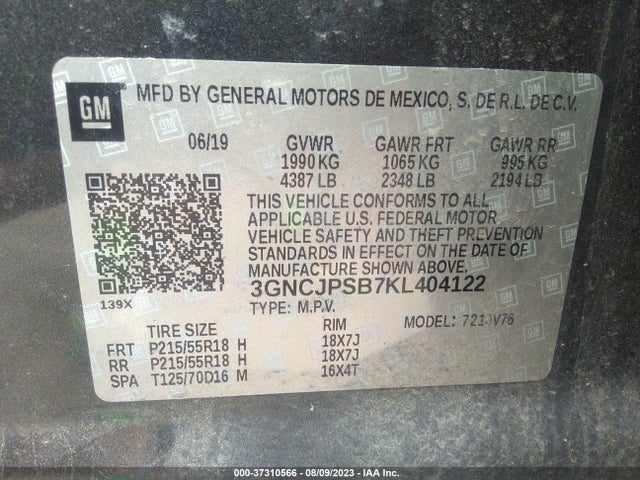 Chevrolet Trax Lt 2019 3GNCJPSB7KL404122 Image 9