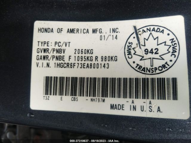 1HGCR6F73EA800143 Honda Accord Hybrid Touring