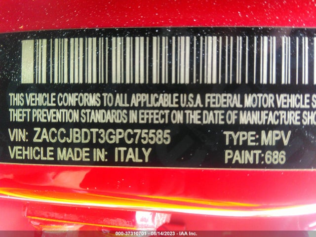 Jeep Renegade Limited 2016 ZACCJBDT3GPC75585 Image 9