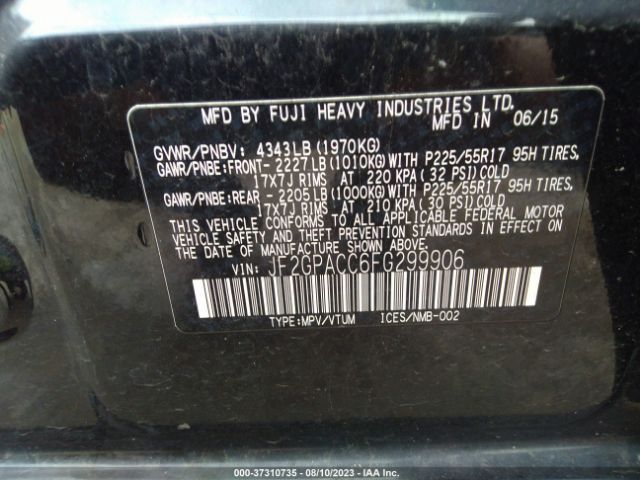 JF2GPACC6FG299906 Subaru Xv Crosstrek Premium
