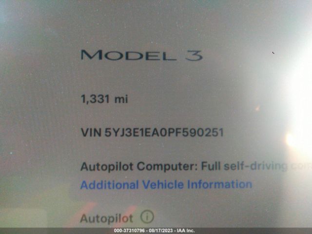 5YJ3E1EA0PF590251 Tesla MODEL 3