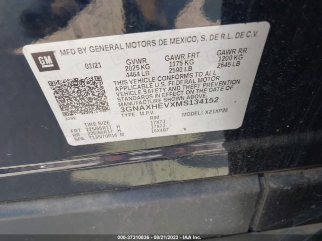 2021 CHEVROLET EQUINOX 3GNAXHEVXMS134152 Photo 8