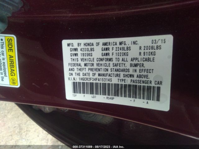 1HGCR2F34FA153145 Honda Accord Sedan Lx