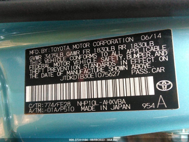 Toyota Prius C One/three/two/four 2014 JTDKDTB30E1075627 Image 11