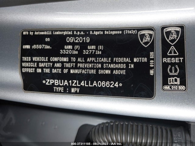 2020 Lamborghini URUS, VIN: ZPBUA1ZL4LLA06624
