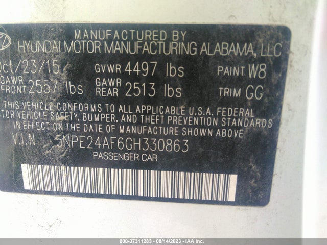 Hyundai Sonata 2.4l Se 2016 5NPE24AF6GH330863 Image 9