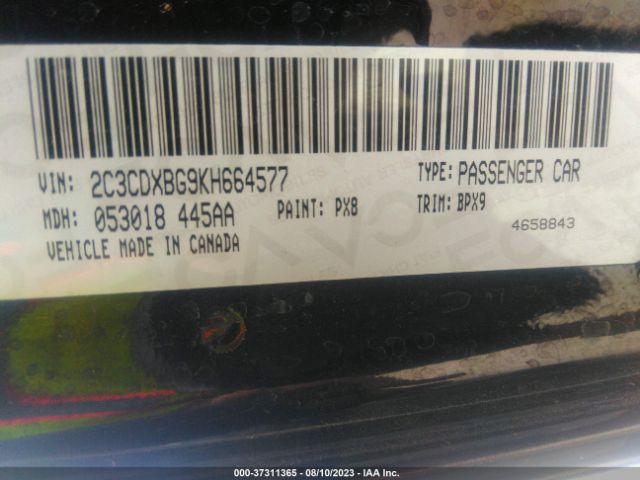 2C3CDXBG9KH664577 Dodge Charger Sxt