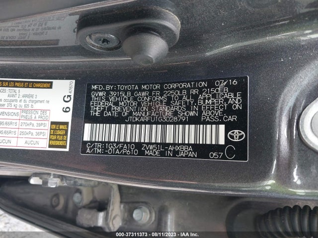 Toyota Prius Four 2016 JTDKARFU1G3028791 Image 9