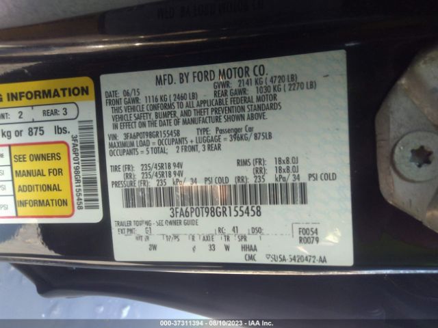 3FA6P0T98GR155458 Ford FUSION SE