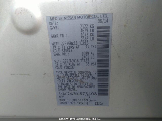 Nissan Rogue Sl 2014 5N1AT2MV2EC873408 Image 9