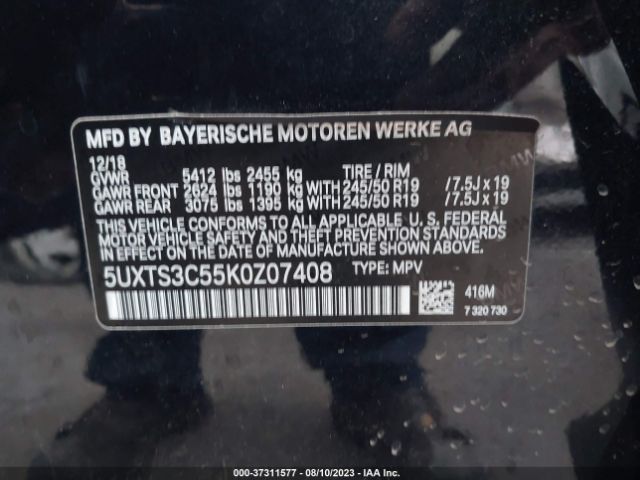 5UXTS3C55K0Z07408 BMW X3 M40i
