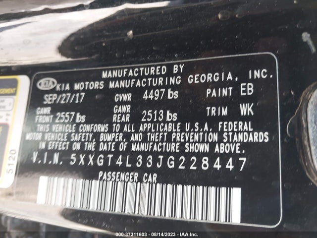 KIA Optima Lx 2018 5XXGT4L33JG228447 Image 9
