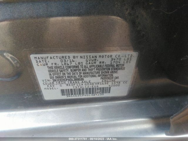 3N1CE2CP4GL389535 Nissan Versa Note S Plus