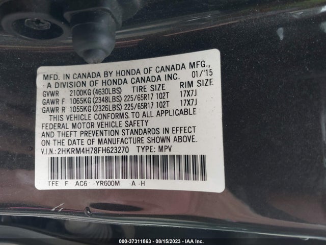 Honda Cr-v Ex-l 2015 2HKRM4H78FH623270 Image 9