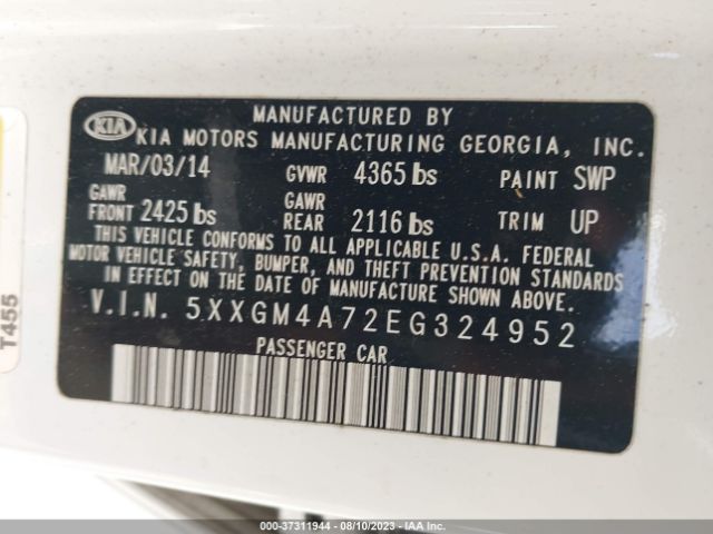 5XXGM4A72EG324952 KIA Optima Lx