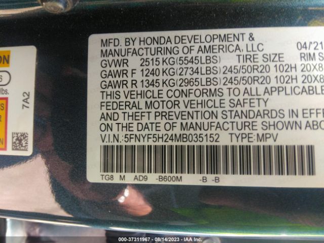 5FNYF5H24MB035152 Honda Pilot Special Edition