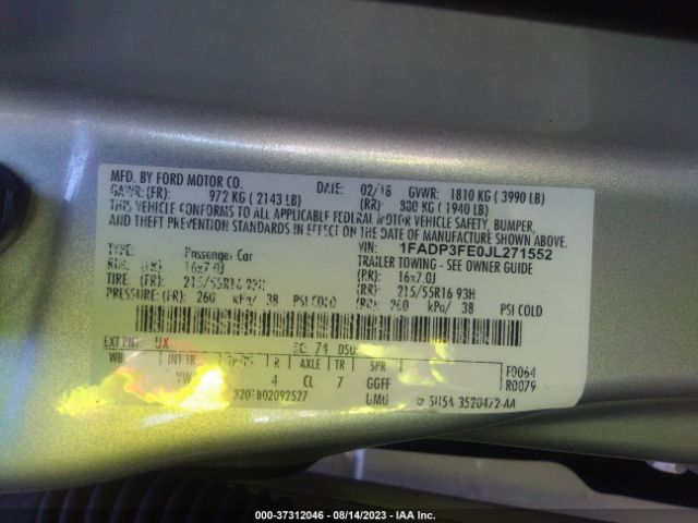 1FADP3FE0JL271552 Ford FOCUS SE