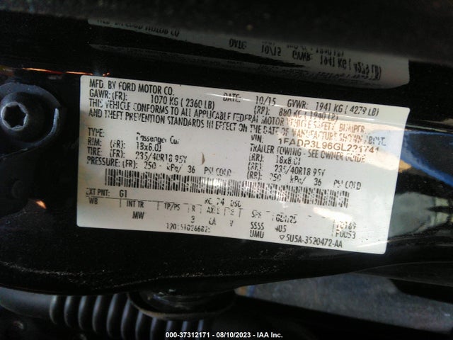 1FADP3L96GL221741 Ford FOCUS ST