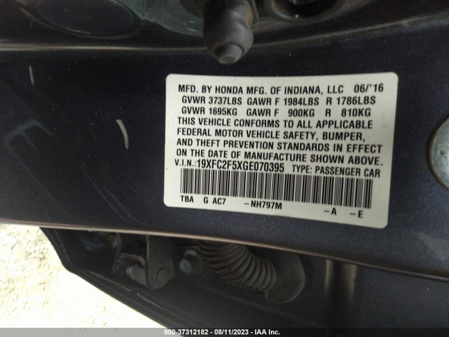 Honda Civic Sedan Lx 2016 19XFC2F5XGE070395 Image 9