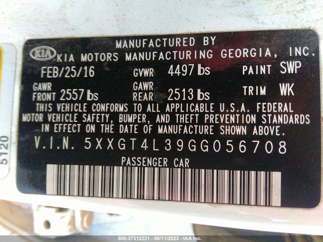 KIA Optima Lx 2016 5XXGT4L39GG056708 Image 10