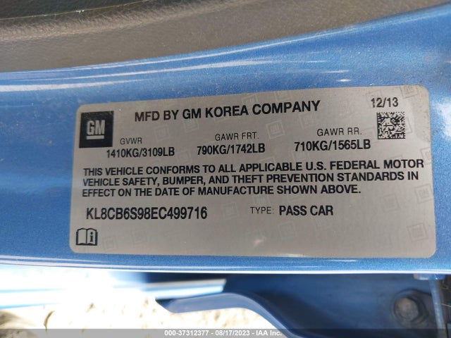 Chevrolet SPARK LS 2014 KL8CB6S98EC499716 Image 9