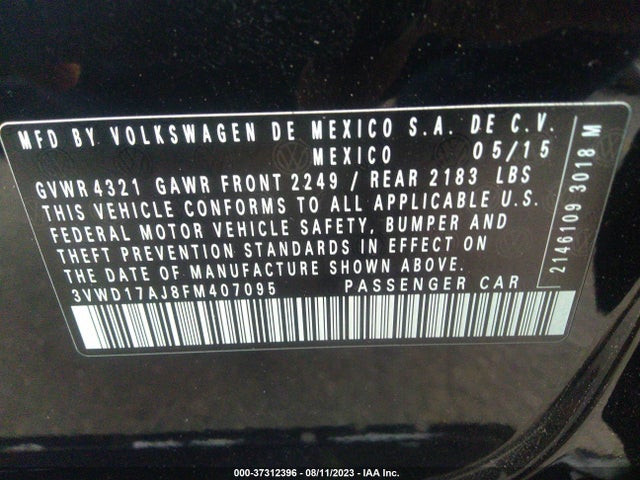 3VWD17AJ8FM407095 Volkswagen Jetta Sedan 1.8t Sport