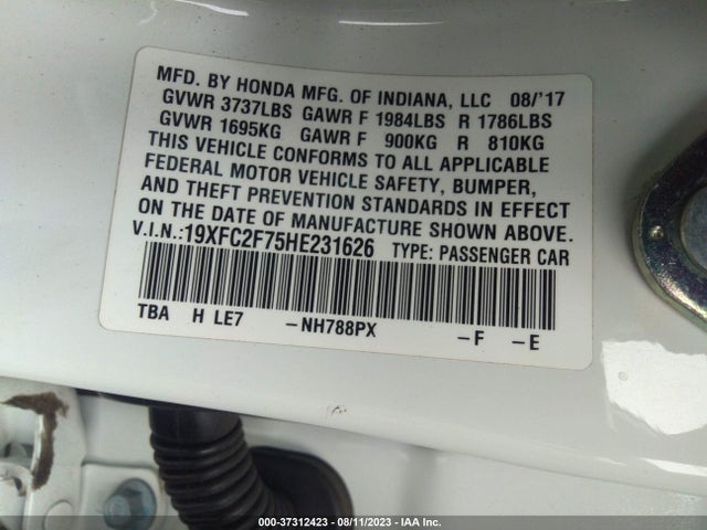 Honda Civic Sedan Ex 2017 19XFC2F75HE231626 Image 9
