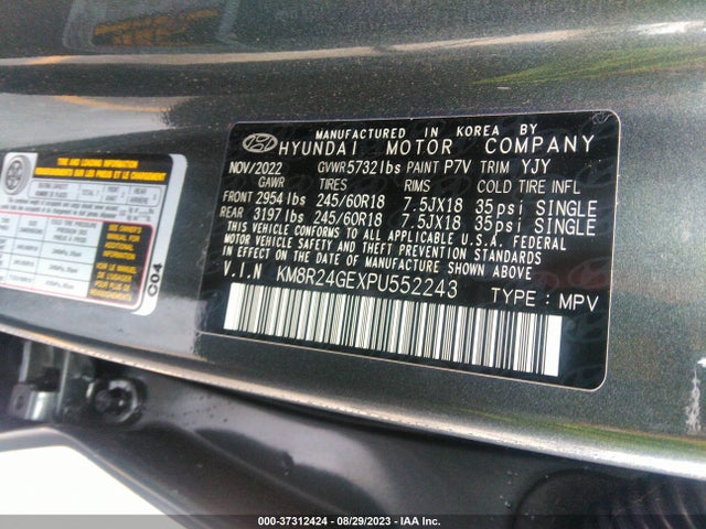 2023 HYUNDAI PALISADE SEL VIN: KM8R24GEXPU552243