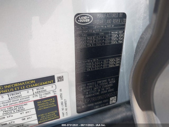 2022 Land Rover Defender, VIN: SALEP7RU9N2090527