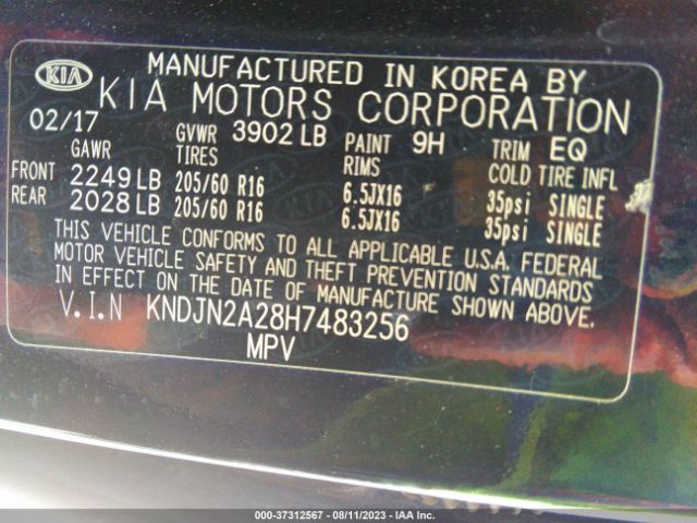 KNDJN2A28H7483256 KIA Soul Base