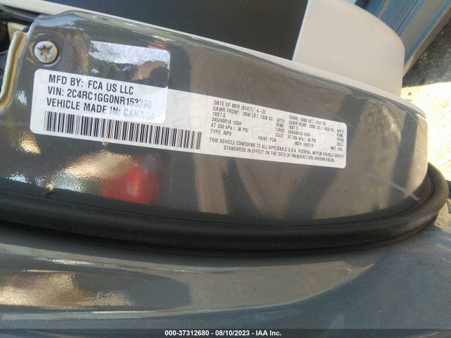 2C4RC1GG0NR153398 Chrysler Pacifica Limited